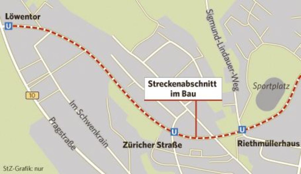 Die Linie U 12 ist planmäßig auf Kurs ins Neckartal.