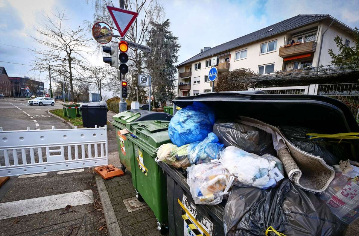 Die Mülltonnen in und um Ludwigsburg quellen vielerorts über.