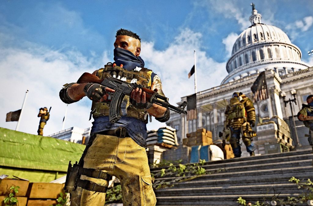 Bewaffnete Banden haben im Computerspiel „The Division 2“ die Kontrolle über das fiktive Washington übernommen.
