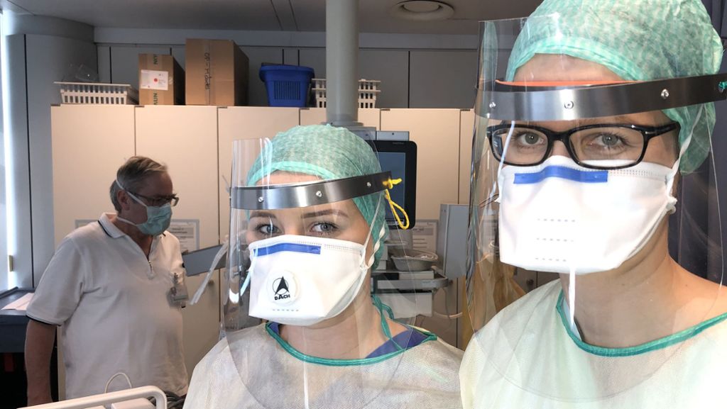 Klinikum Stuttgart: Gesichtsschild gegen das Coronavirus