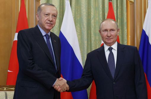 Wladimir Putin (rechts) und Recep Tayyip Erdogan trafen sich in Sotschi. Foto: AFP/MURAT KULA