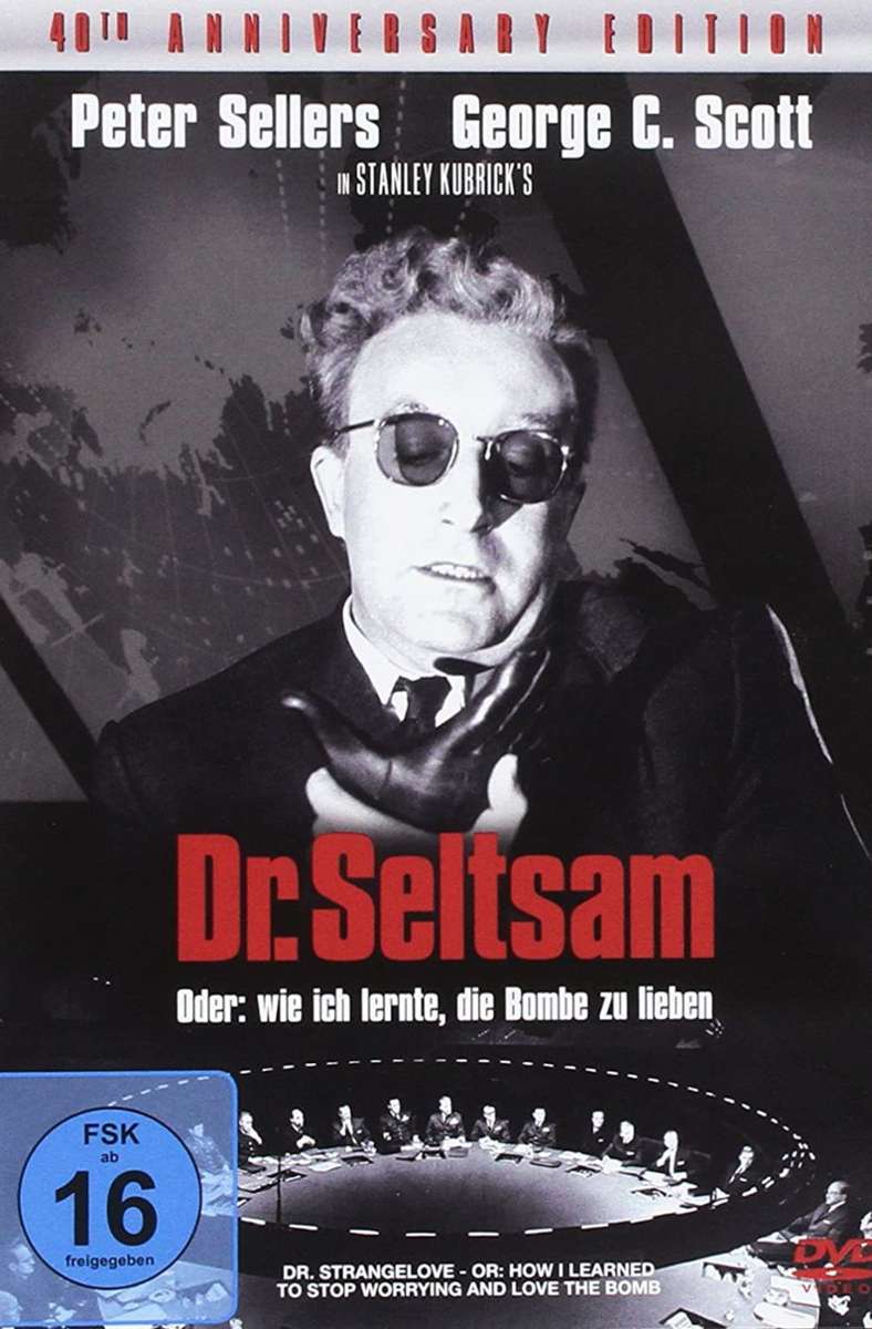 Dr. Seltsam oder: Wie ich lernte, die Bombe zu lieben. Regie: Stanley Kubrick. Sony DVD/Blu-Ray. 121 Minuten. Ca. 5/7 Euro. Ein paranoider Hasardeur setzt die Welt in Brand – die Satire mit dem Komödienmeister Peter Sellers ist aktueller denn je. (ha)