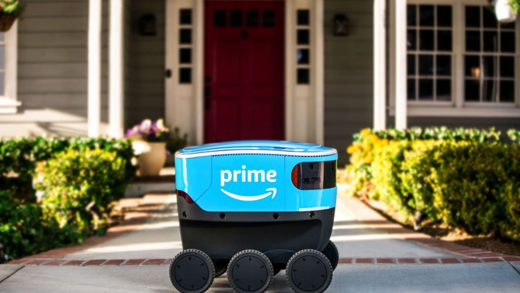  Der Online-Handelsriese testet in Seattle kleine Lieferroboter, die auf dem Gehweg fahren. Die „Amazon-Scout“-Roboter sehen aus wie große Kühlboxen auf sechs Rädern. Sie könnten autonome Drohnen ablösen. 