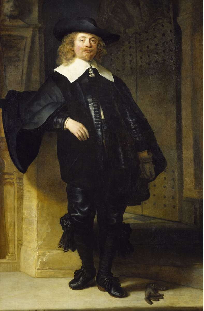 Wenn Rembrandt seine Zeitgenossen porträtierte, interessierte er sich besonders für deren Garderobe – wie bei beim „Bildnis eines stehenden Mannes (Andries de Graeff)“ aus dem Jahr 1639.