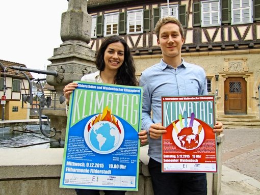Die Energiemanager  Natalja Roizenzon  und Hannes Lauer  wollen bei den  Klimatagen das Bewusstsein für lokale Handlungsmöglichkeiten stärken. Foto: Claudia Barner