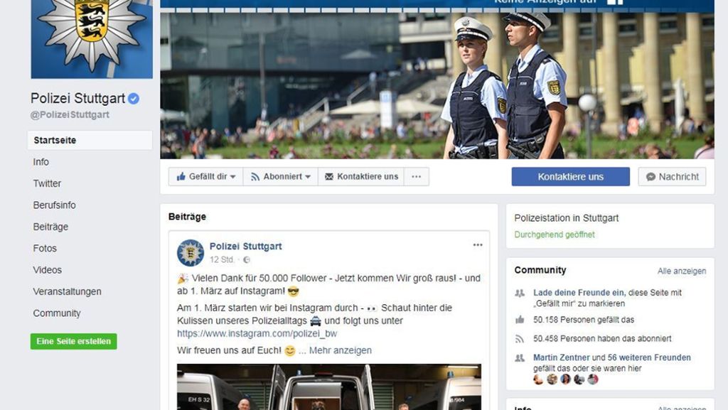 Social Media: Stuttgarter Polizei startet auf Instagram