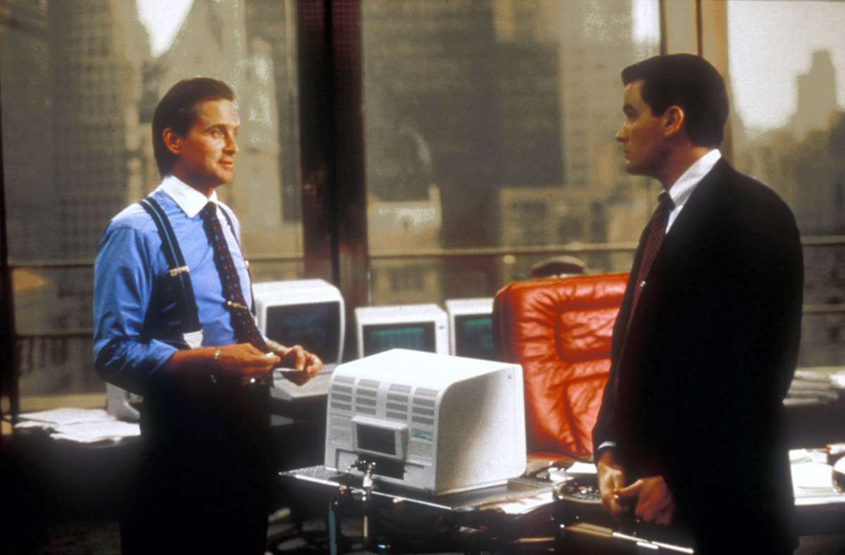 „Wall Street“ (1987): Michael Douglas (links) als Gordon Gekko und Charlie Sheen als Bud Fox