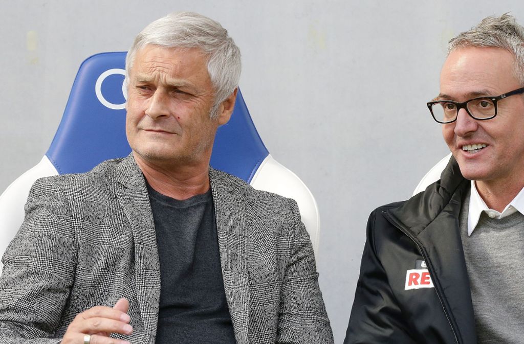 Mittlerweile 57 Jahre alt, ist Armin Veh (li./mit Alexander Wehrle) Geschäftsführer-Sport des Zweitligisten 1. FC Köln. Seine letzte Station als Trainer war Eintracht Frankfurt (bis März 2016).