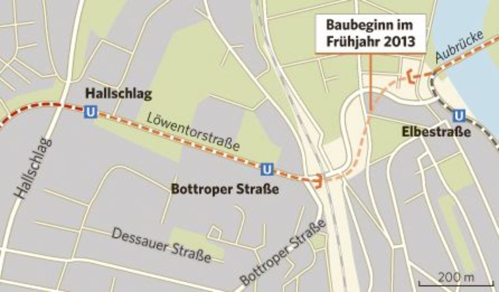 Mit den Arbeiten für den 1,1 Kilometer langen und 67 Millionen Euro teuren dritten U-12- Abschnitt vom Hallschlag bis zur Aubrücke in Münster beginnen die SSB im Frühjahr.