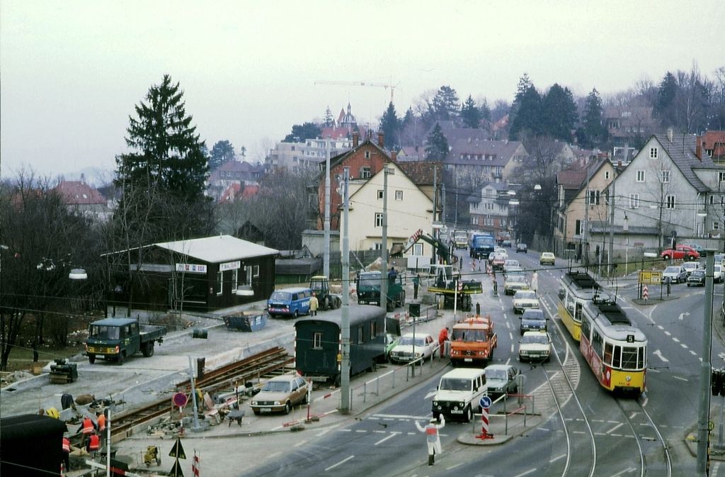 Schon früher war der Albplatz mit der Straßenbahn ein wichtiger Knotenpunkt.
