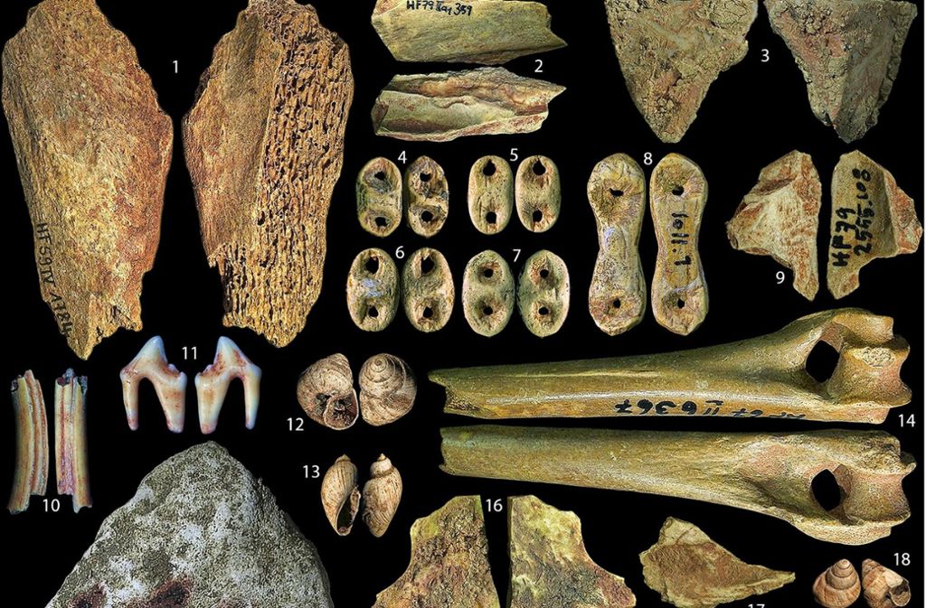 Im Hohle Fels wurden Hunderte Steine, Knochen und Elfenbeinfragmente mit Pigmenten gefunden.