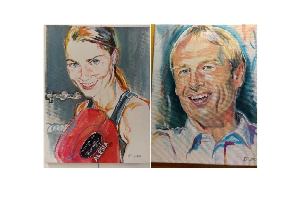 Alesia Graf und Jürgen Klinsmann, porträtiert von Christel Ziegler