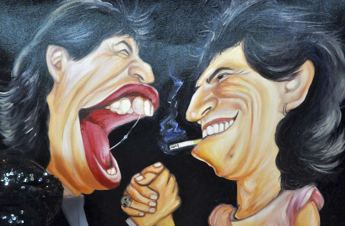 Wandmalerei aus Thailand: Jagger und Richards – unverkennbar.