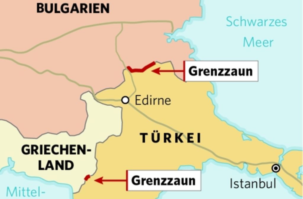 Die Grenzzäune zwischen der Türkei und Griechenland und der Türkei und Bulgarien.