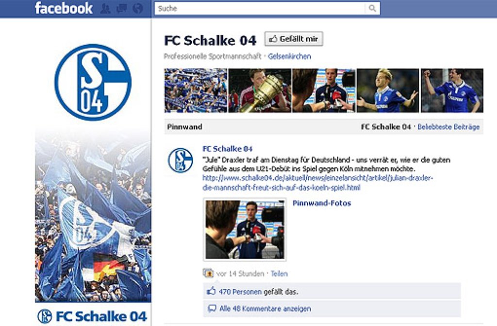 Platz 3 mit 311.700 Facebook-Fans: Schalke 04