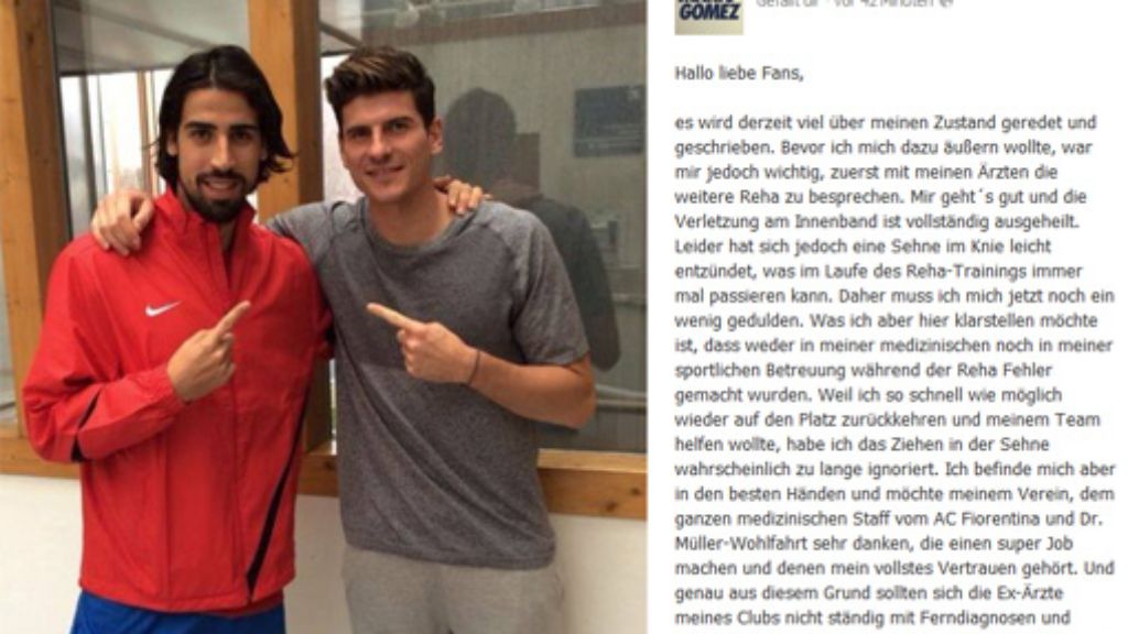 Ex-VfB-Stuttgart-Spieler unter sich: Sami Khedira und Mario Gomez gemeinsam in der Reha