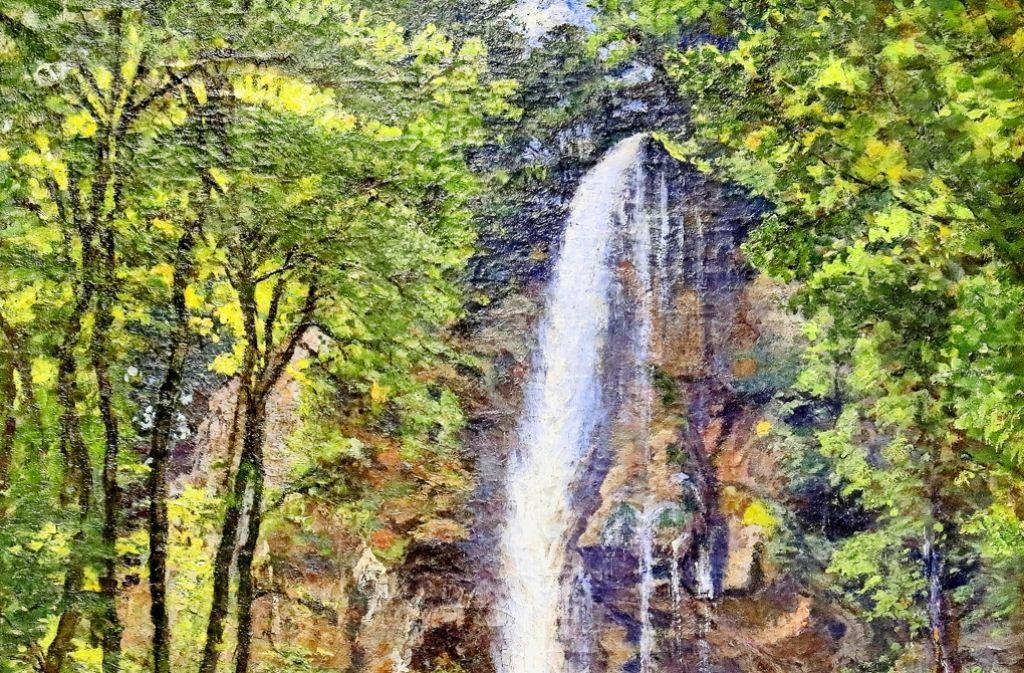 Diese Ansicht des Uracher Wasserfalls hat Hermann Drück (1856–1931) aus Vaihingen/Enz gemalt. Foto: Horst Haas