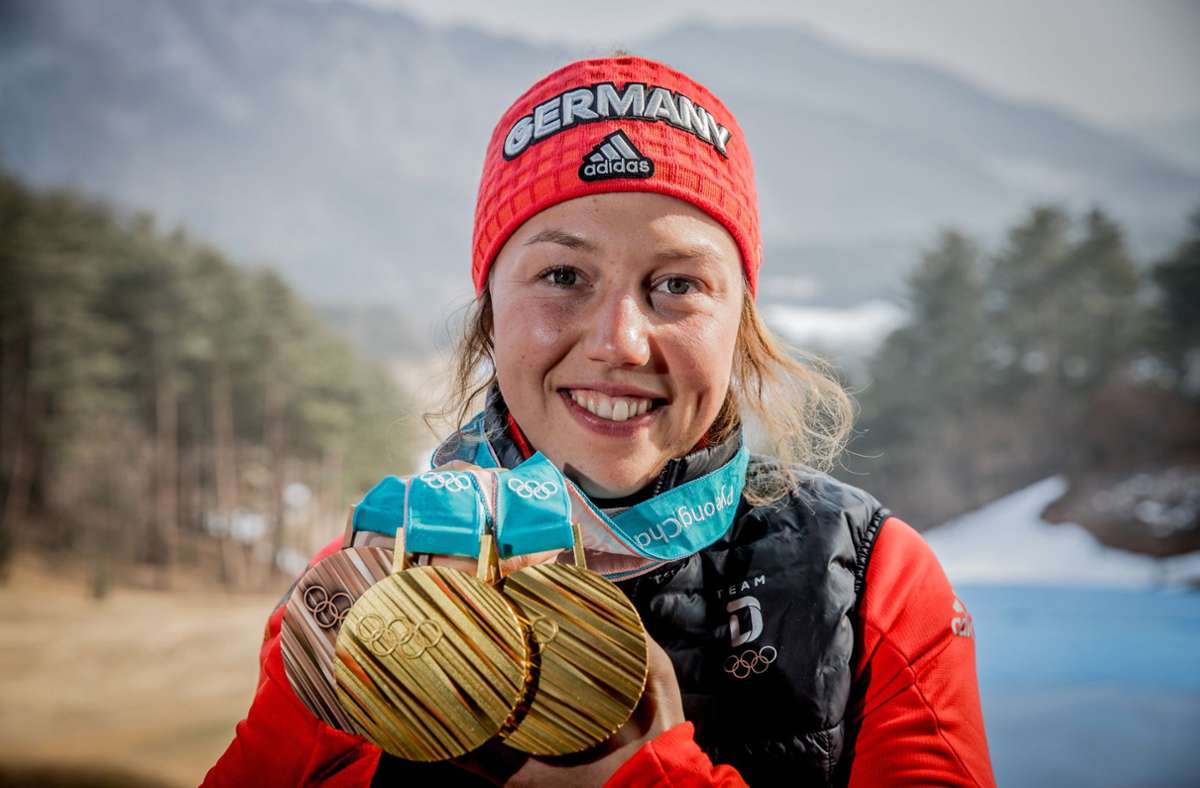In der Verfolgung über 10 km gewann Laura Dahlmeier 2018 in Pyeongchang eine zweite Goldmedaille (zudem gab es für sie noch Bronze im Einzelrennen über 15 km).