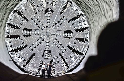 Das Schneidrad der Bohrmaschine für den Fildertunnel ist riesig. Es muss gedreht werden, um die zweite Röhre bergauf zu graben. Foto: Lichtgut/Max Kovalenko