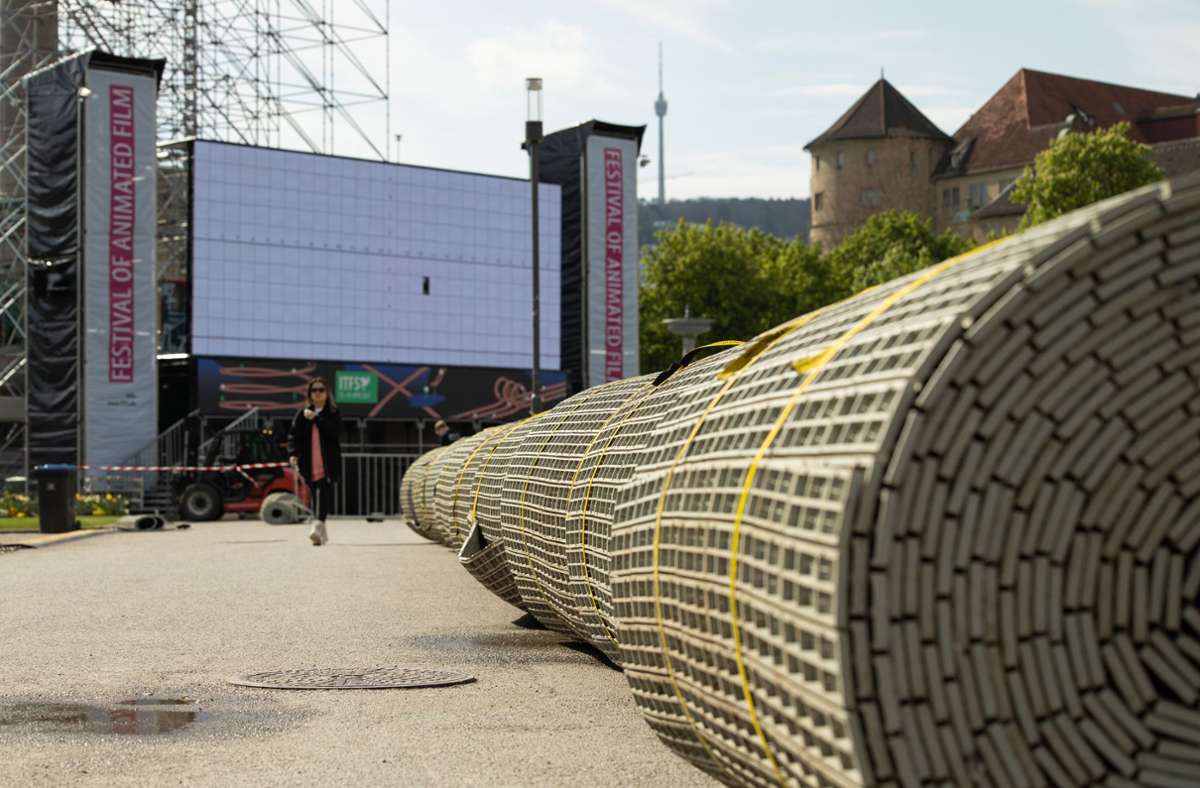 Der Schlossplatz wird beim Trickfilmfestival zur Open-Air-Bühne.