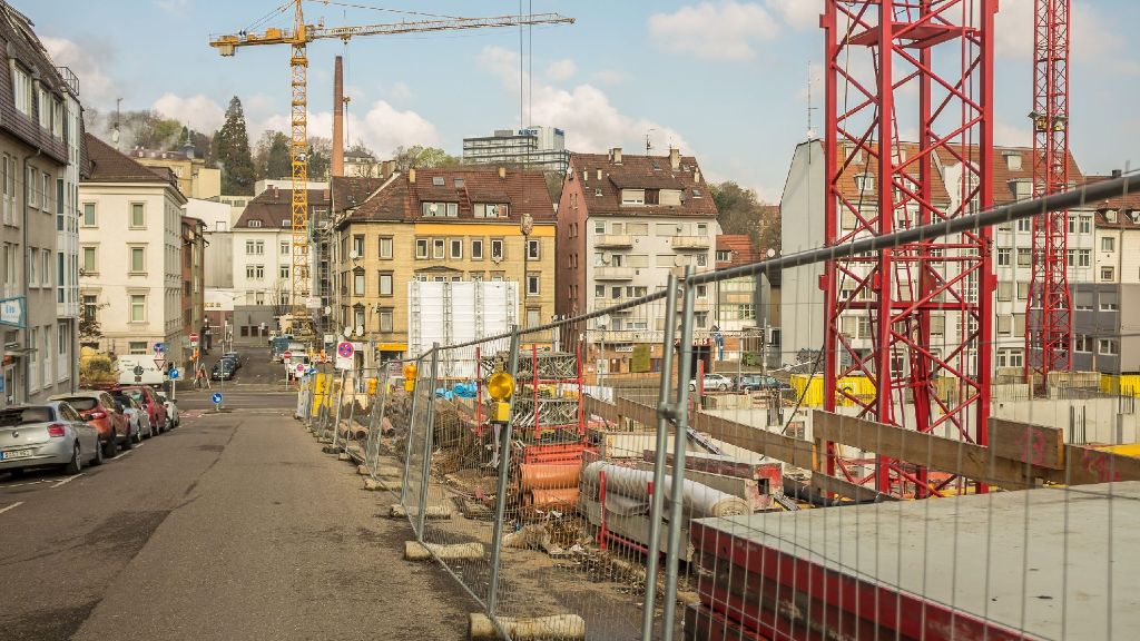 Baustellen in Stuttgart: Die Heusteig Living-Baustelle im März