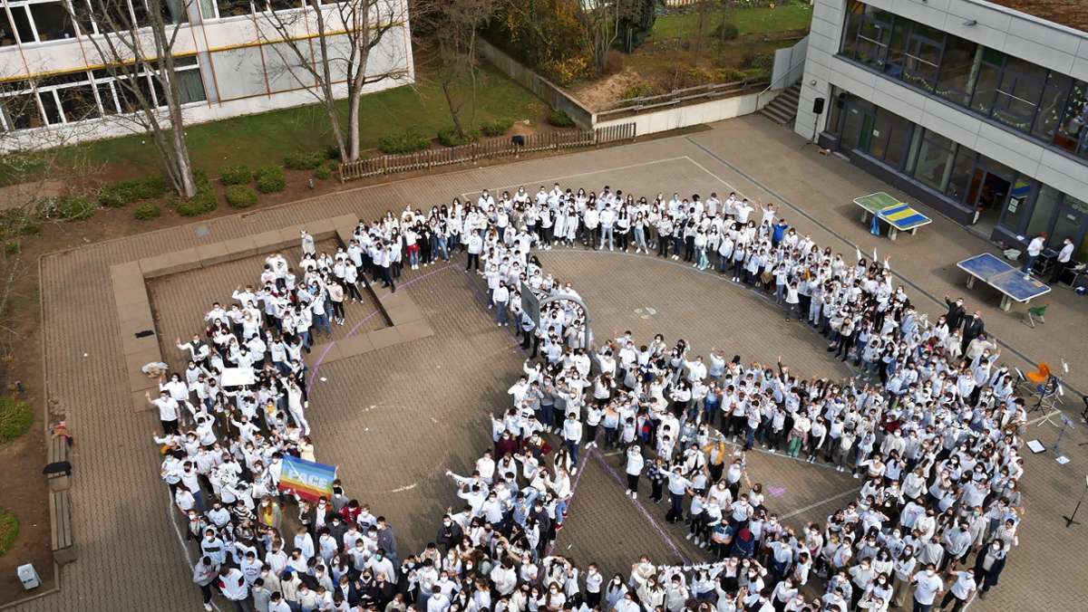 Aktion an Wendlinger Robert-Bosch-Gymnasium: Schüler mahnen Frieden an