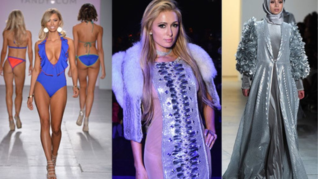  Bei der New York Fashion Week tummeln sich die Stars in der erste Reihe vor dem Catwalk. Auch Paris Hilton besucht die The Blonds Show. Modisch gibt es auf den Laufstegen von edlen Kopftüchern bis hin zu sexy Bademode alles zu sehen. 