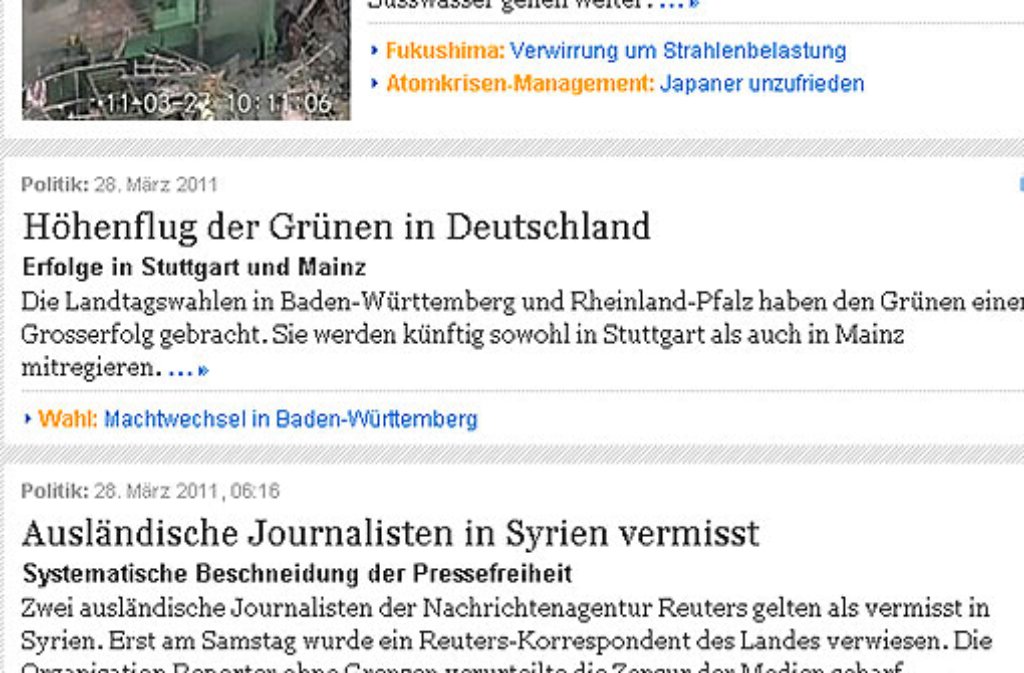Die Online-Ausgabe der Neuen Züricher Zeitung sieht "Deutschlands Grüne auf dem Vormarsch". "Im Ländle" gehe die "seit Kriegsende andauernde Ära christlichdemokratischer Dominanz zu Ende".