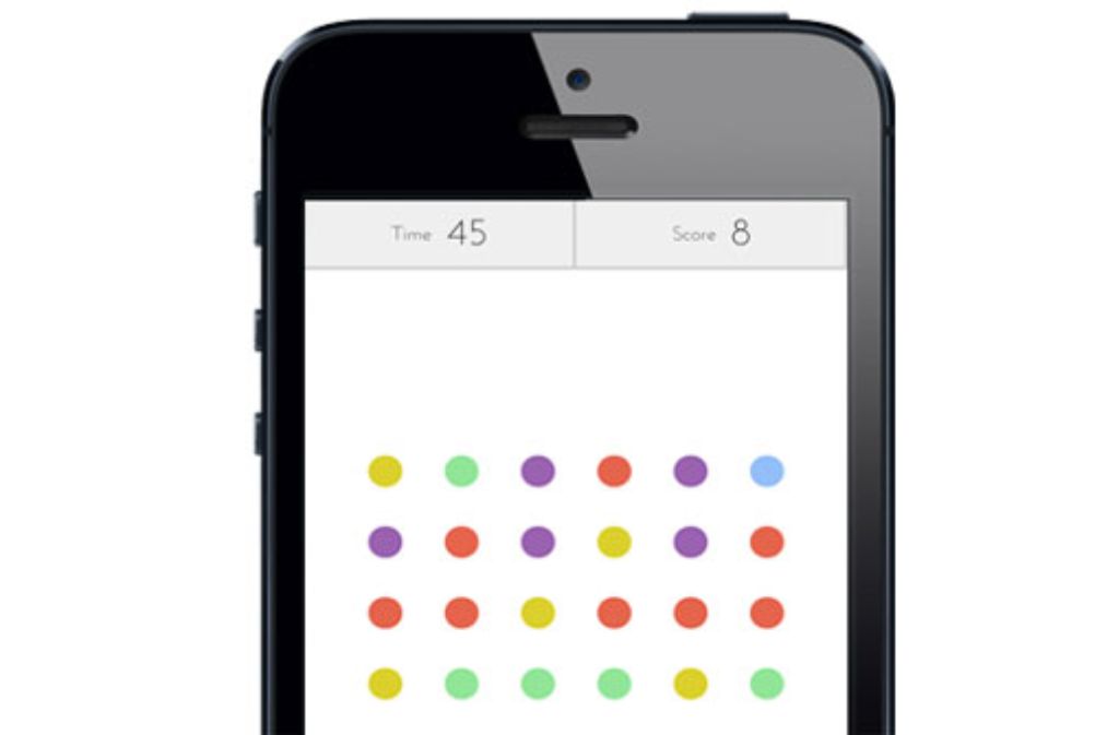 Für ein schnelles Spielchen zwischendurch gibt es kaum eine bessere Smartphone-App als „Dots“ für das iPhone und das iPad. Der Spieler sieht auf dem Bildschirm vor sich ein Feld mit 36 bunten Punkten. Die Aufgabe: so viele Kügelchen wie möglich zum Platzen bringen. Und das funktioniert so: der Spieler muss lediglich über gleichfarbige Punkte auf dem Display wischen um sie zu einer Linie zu verbinden. Alle verbundenen Farbkügelchen zerplatzen, das gibt Punkte und neue Farbkugeln fallen von oben ins Spielfeld. Erlaubt sind senkrechte und waagerechte Linien, diagonale Striche sind verboten.Wer es schafft, ein Rechteck mit gleichfarbigen Punkten zu formen, eliminiert damit gleich alle Kugeln dieser Farbe auf dem Spielfeld.Je schneller und je kreativer man die Punkte von der Bildfläche löscht, desto höher steigt man in der Wertung. Doch viel Zeit bleibt dafür nicht. Nach einer Minute ist das Spiel vorbei. Und man muss mit einer neuen Runde beginnen."Dots" für iPhone und iPad, kostenlos