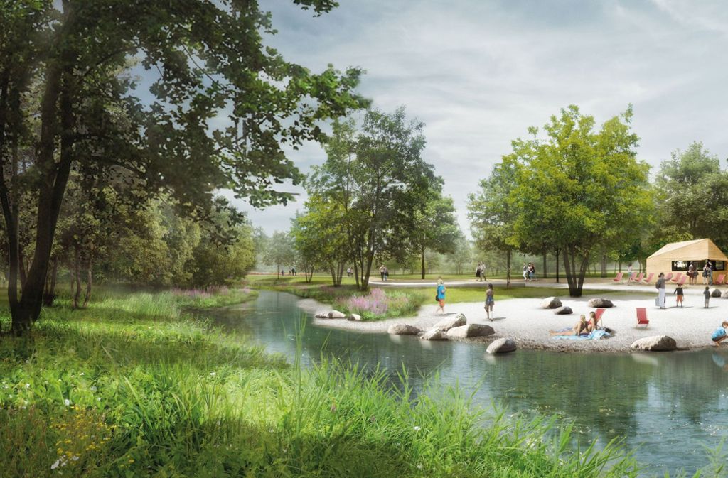Ein Uferpark mit Strand soll entstehen.