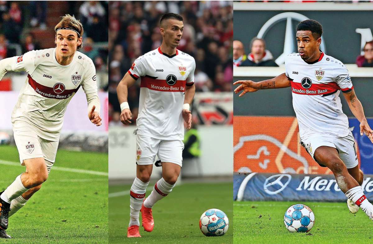 Wollen einen erneuten Abstieg mit dem VfB unbedingt vermeiden: Borna Sosa, Erik Thommy, Daniel Didavi (v.li.). In unserer Bildergalerie zeigen wir die Vertragslaufzeiten aller Spieler des VfB.