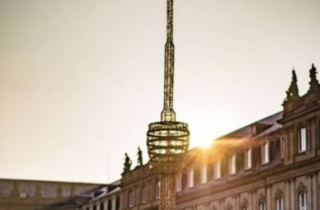 Auf dem Schlossplatz leuchtet bald ein Double des Stuttgarter Fernsehturms.