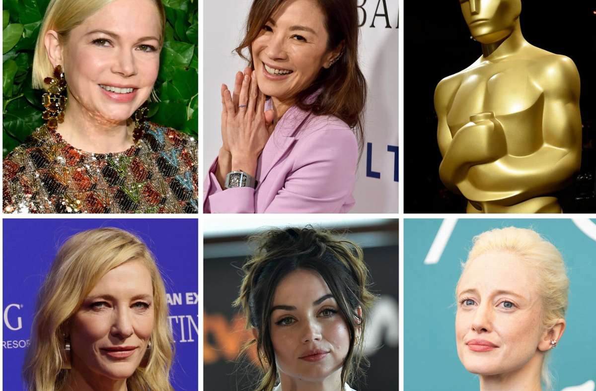 Nominiert als beste Hauptdarstellerinnen sind (von links) Michelle Williams („The Fabelmans“), Michelle Yeoh („Everything Everywhere All at Once“), Cate Blanchett („Tár“), Ana de Armas („Blond“) und Andrea Riseborough („To Leslie“).