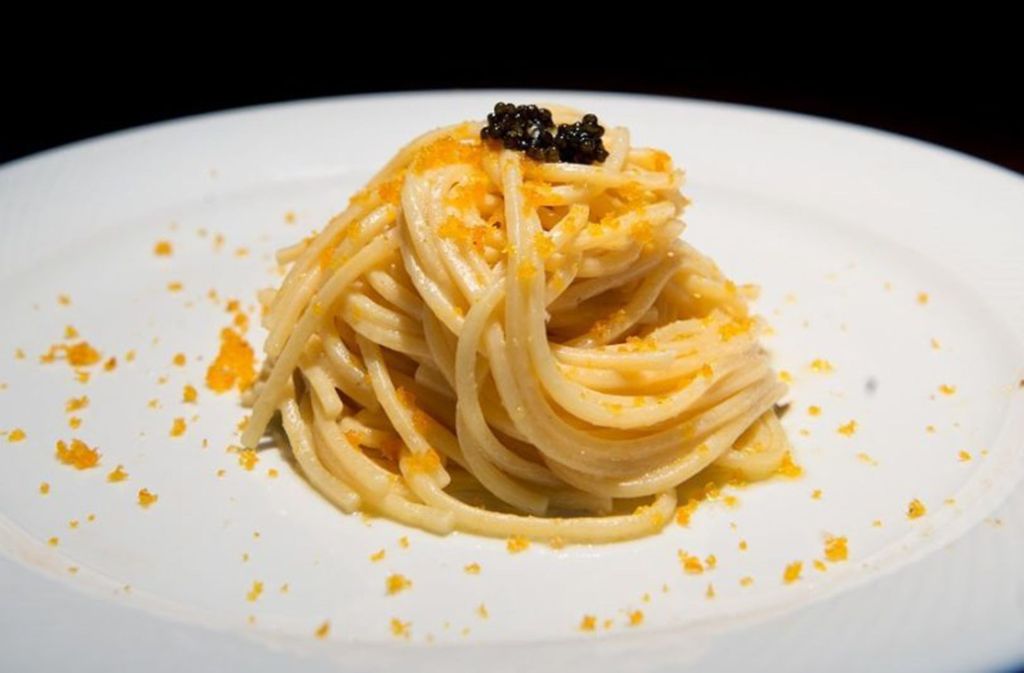 Spaghetti alla Chitarra mit Caviar und Bottarga.