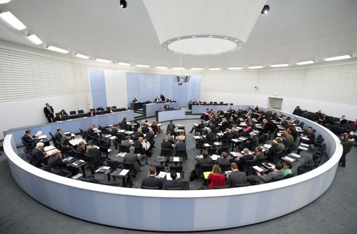 Im Plenarsaal des Ausweich-Landtags beschließt die grün-rote Mehrheit im November eines der wichtigsten Vorhaben der Regierungskoalition: Das Gesetz für einen Nationalpark Schwarzwald. Foto: dpa