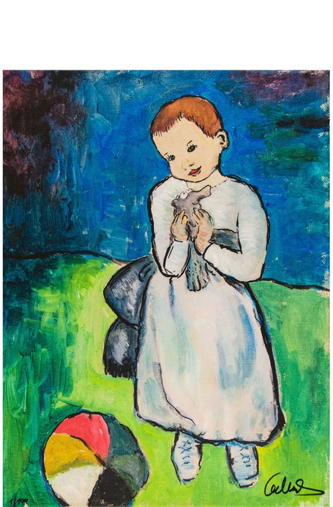 Otto Waalkes (*1948) nach Pablo Picasso (1881–1973), Born To Be Child I, 2015, Reproduktion auf Leinwand, 40 x 30 cm, © Otto Waalkes