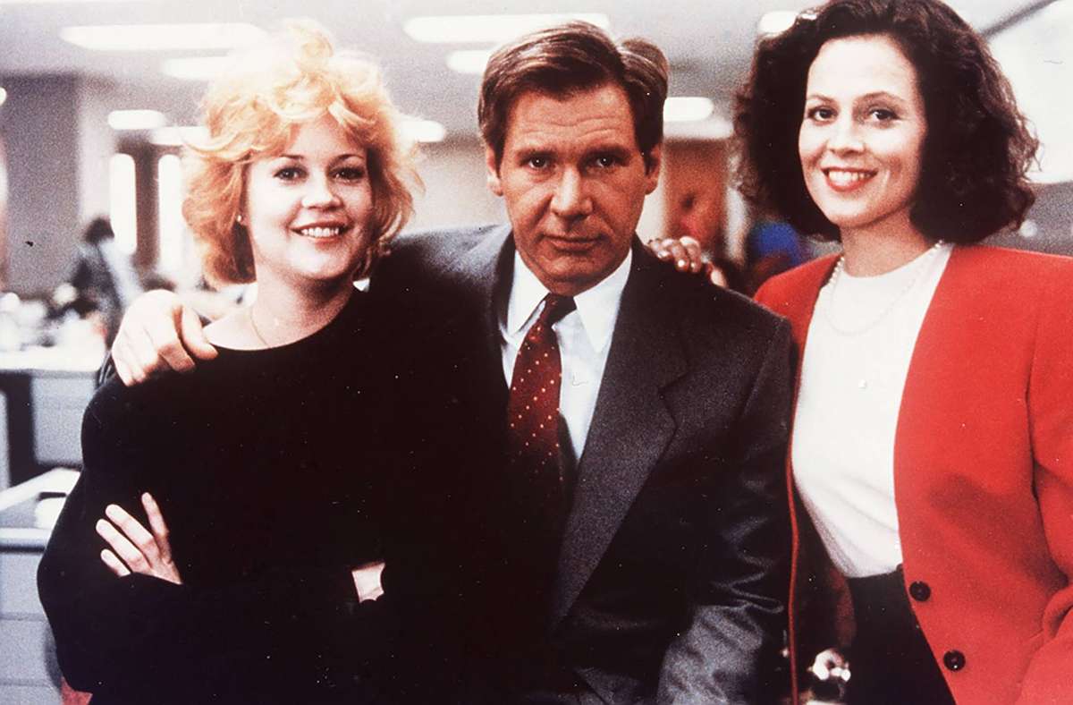 „Die Waffen der Frauen“ (Mike Nichols, 1988): Harrison Ford mit Melanie Griffith (links) und Sigourney Weaver