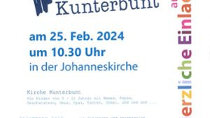 Kornwestheim: Kirche Kunterbunt am 25. Februar um 10:30 Uhr