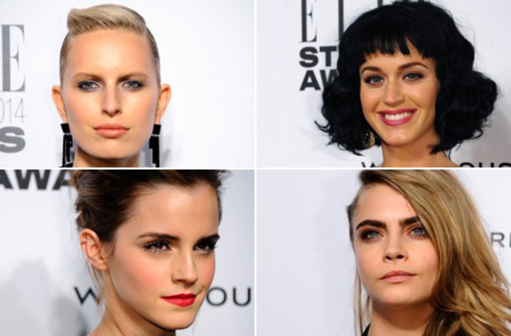 Stars bei den "Elle"-Style-Awards in London, von links oben im Uhrzeigersinn: Karolina Kurkova, Katy Perry, Cara Delevingne und Emma Watson.