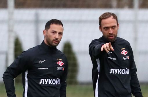 Domenico Tedesco (links) und Andreas Hinkel waren früher beim VfB Stuttgart aktiv. Foto: imago images/Anton Novoderezhkin