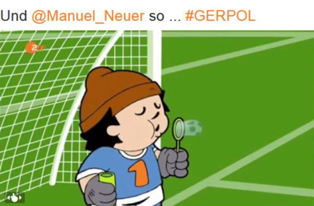 Seifenblasen für Manuel Neuer - das ZDF twittert ein Mainzelmännchen Foto: Screenshot