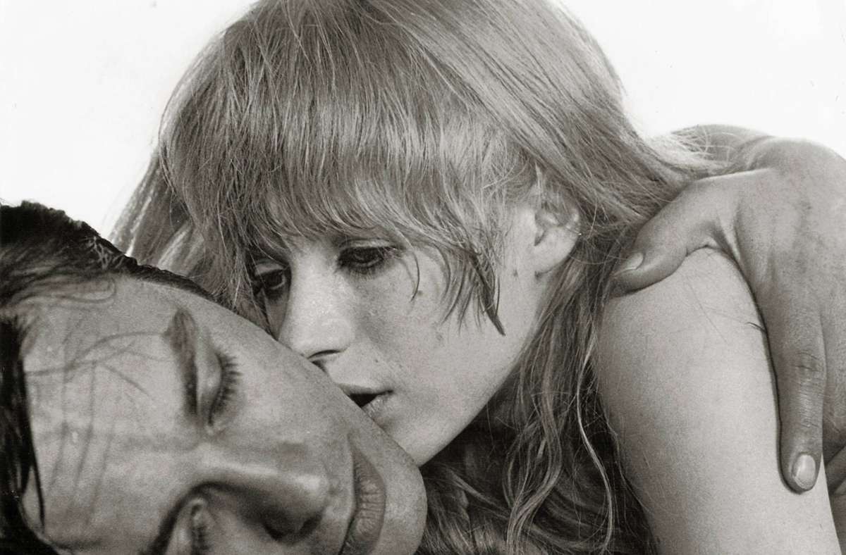 Alain Delon und Marianne Faithfull in „Nackt unter Leder“ (1967)