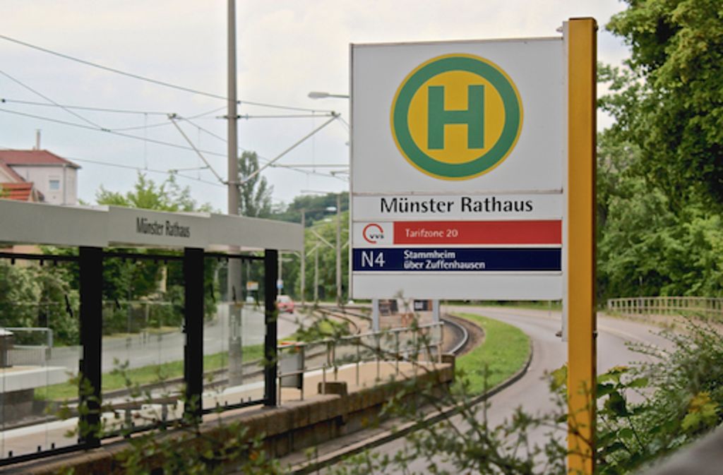 Die Stadtbahn U14 fährt nach Stuttgart-Münster.