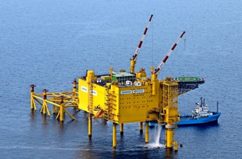 Die Hochspannwerke  von Siemens    in der Nordsee ähneln  Ölplattformen. Foto: dpa