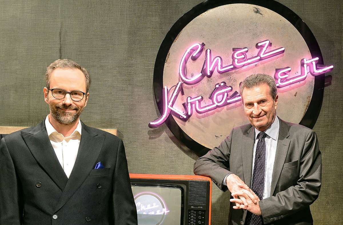 Günther Oettinger (rechts) war in der Talkshow von Moderator Kurt Krömer zu Gast. Foto: rbb/Daniel Porsdorf