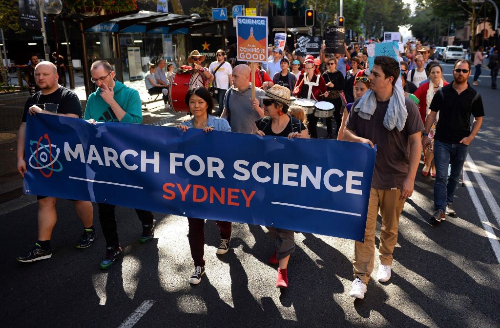 Teilnehmer am „March for Science“ in Sydney.