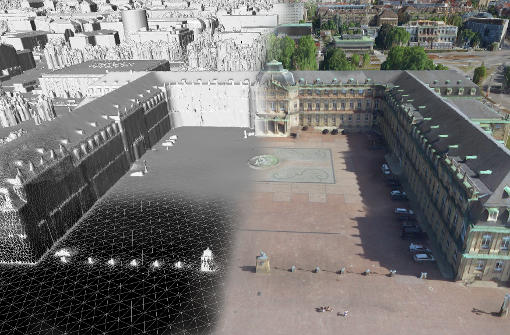 Eine 3D-Simulation des Schlossplatzes in Stuttgart. Foto: nFrames