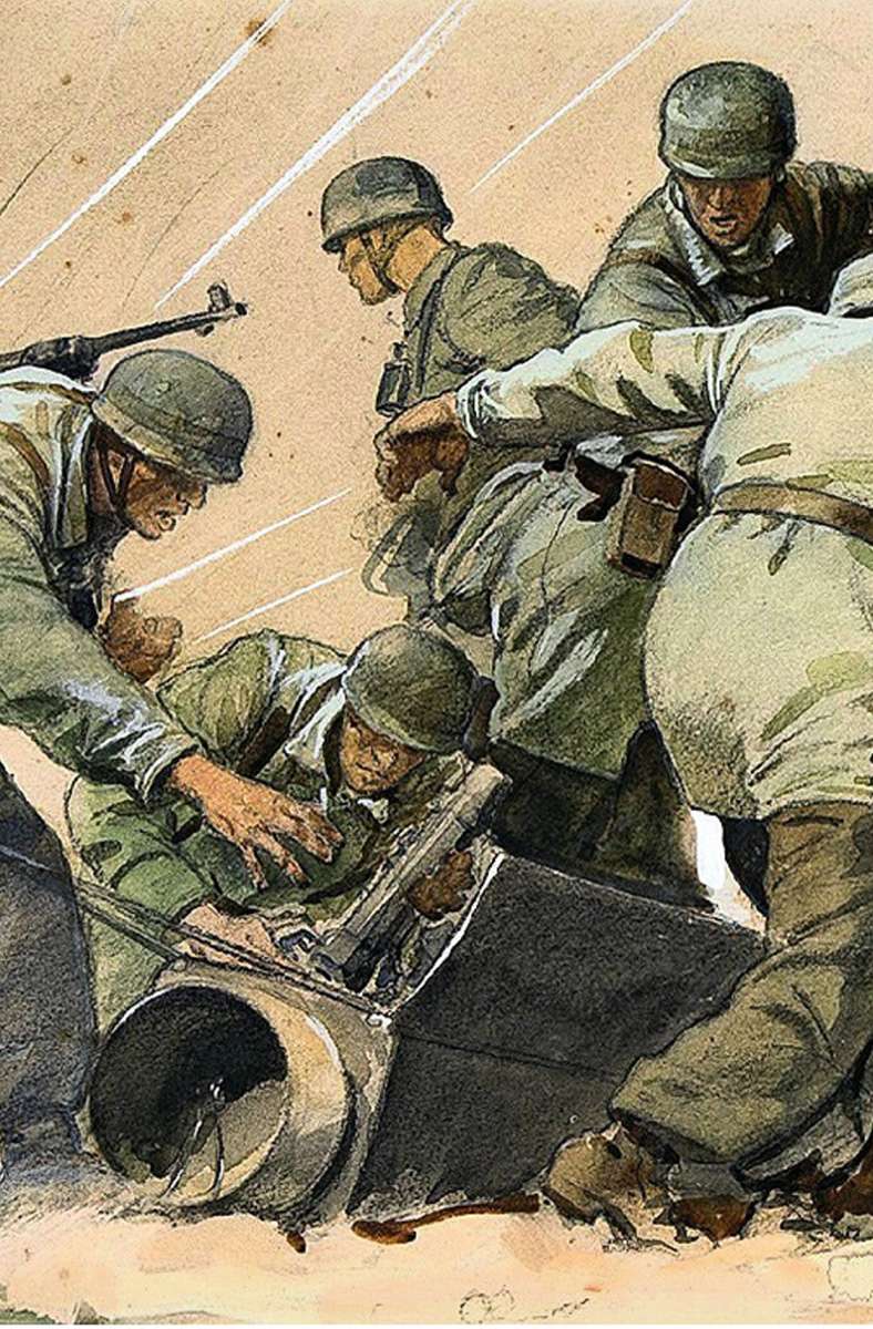 „Nehmet die Waffen zur Hand“: Heroisierende Darstellung aus der NS-Zeit.