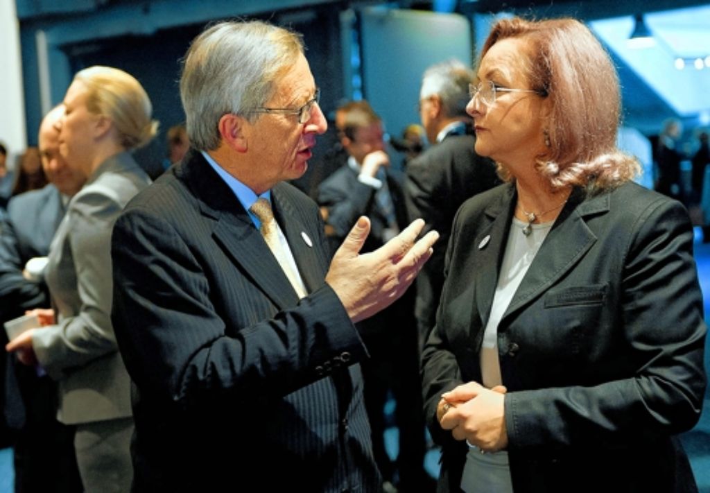 Uneins: Jean-Claude Juncker und Österreichs Finanzministerin Maria Fekter. Foto: dpa