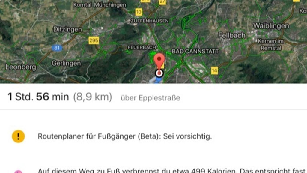 Testfunktion für Karten-App: Google stoppt den Kalorienzähler für Maps